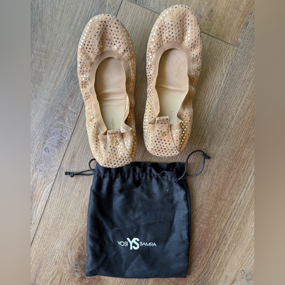 Yosi Samra Metallic Gold Flats